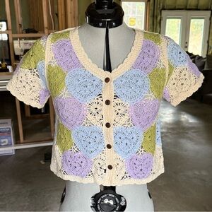 Crochet Heart Pattern Cardigan